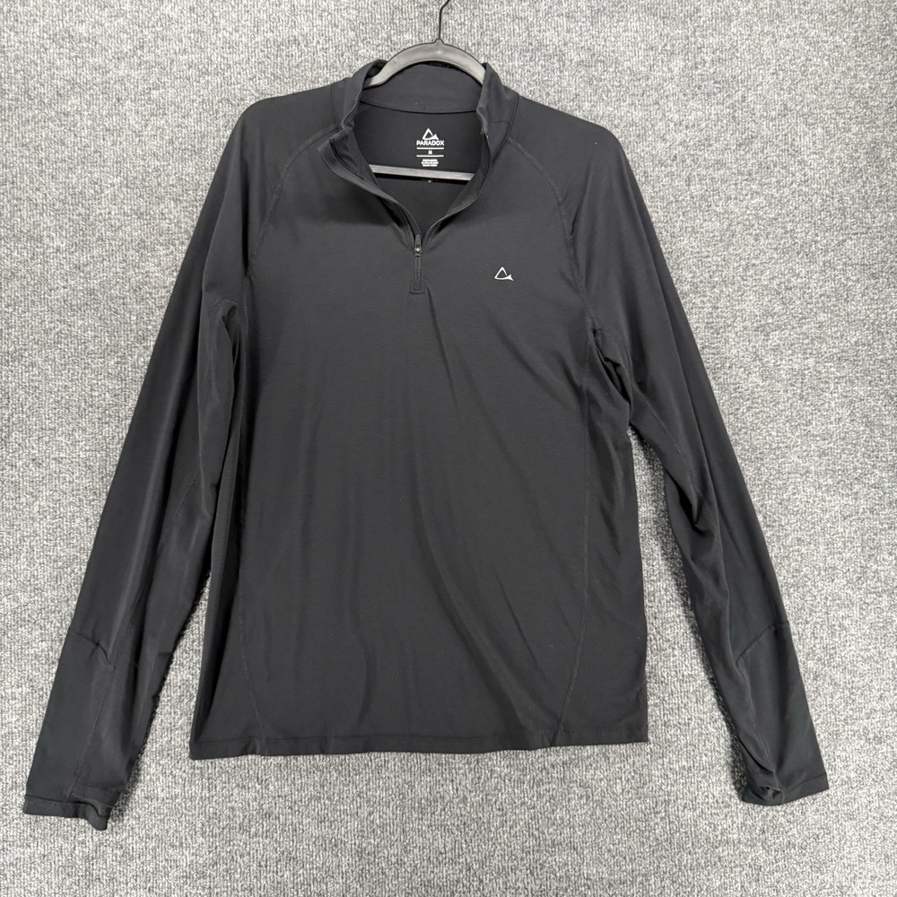 Paradox Pullover Mens M Black Wool Blend 1/4 Zip Long Sleeve Performance Stretch